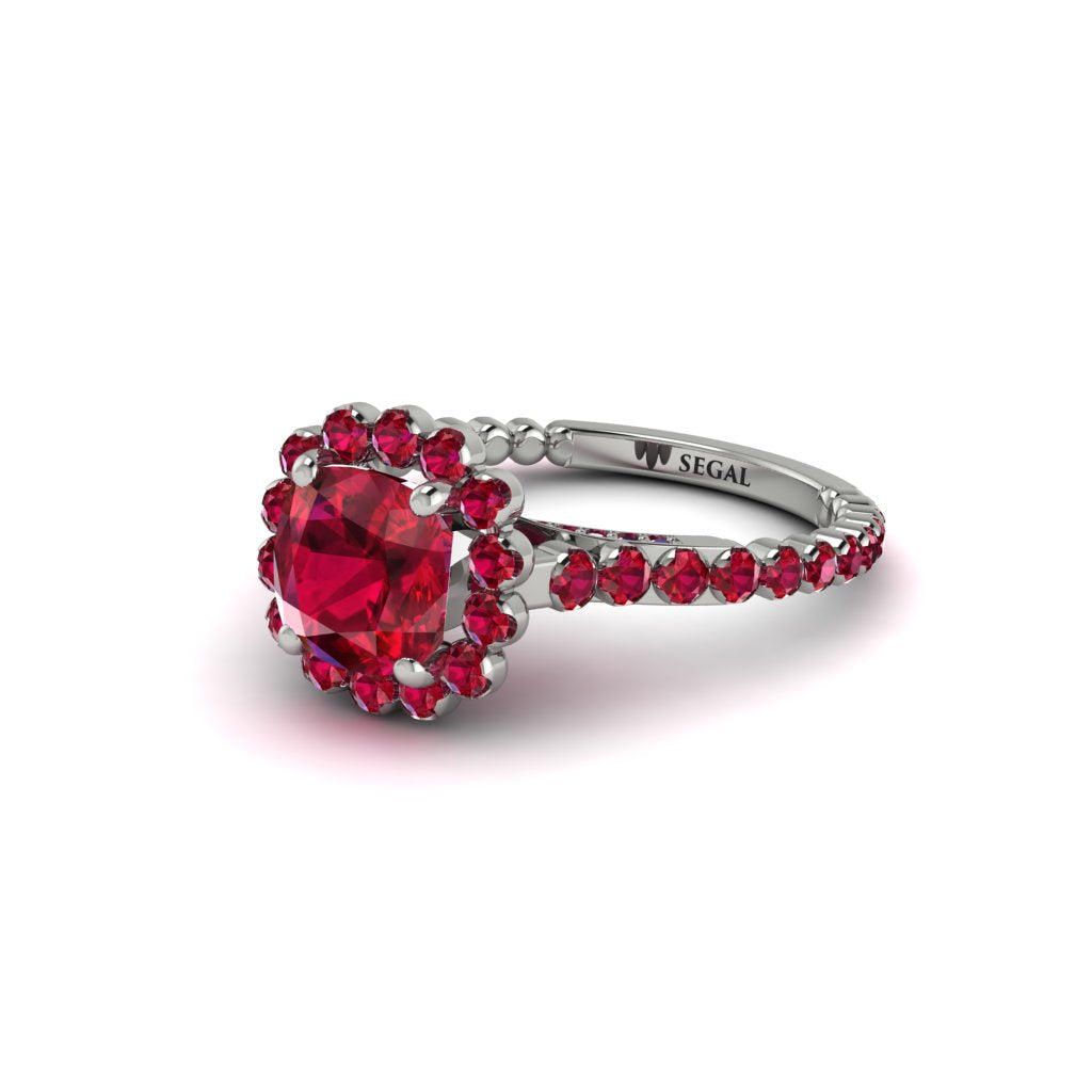 Modern Ruby Cushion Cut Engagement Ring - Uma No. 57