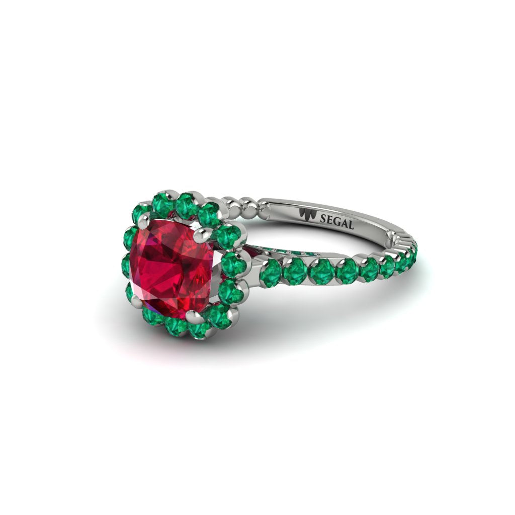 Modern Ruby Cushion Cut Engagement Ring - Uma No. 27