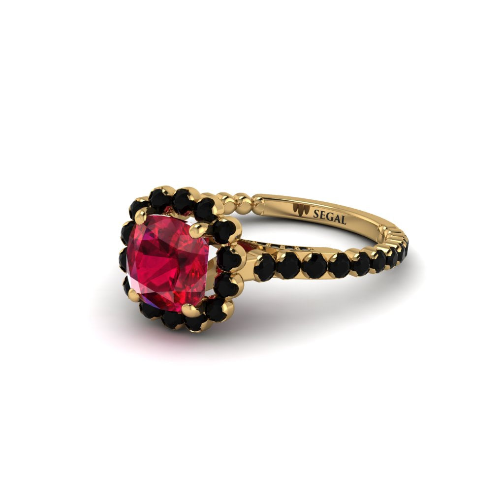 Modern Ruby Cushion Cut Engagement Ring - Uma No. 40