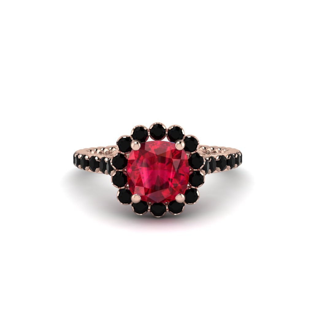 Modern Ruby Cushion Cut Engagement Ring - Uma No. 41