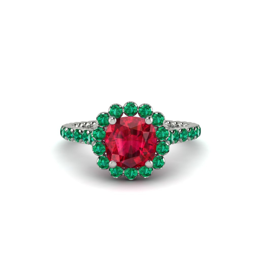 Modern Ruby Cushion Cut Engagement Ring - Uma No. 27