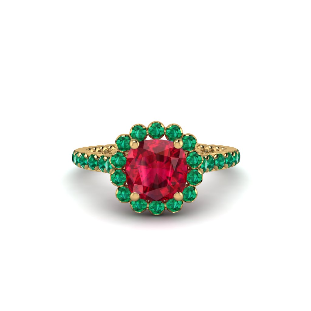 Modern Ruby Cushion Cut Engagement Ring - Uma No. 25