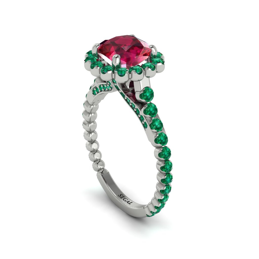 Modern Ruby Cushion Cut Engagement Ring - Uma No. 27