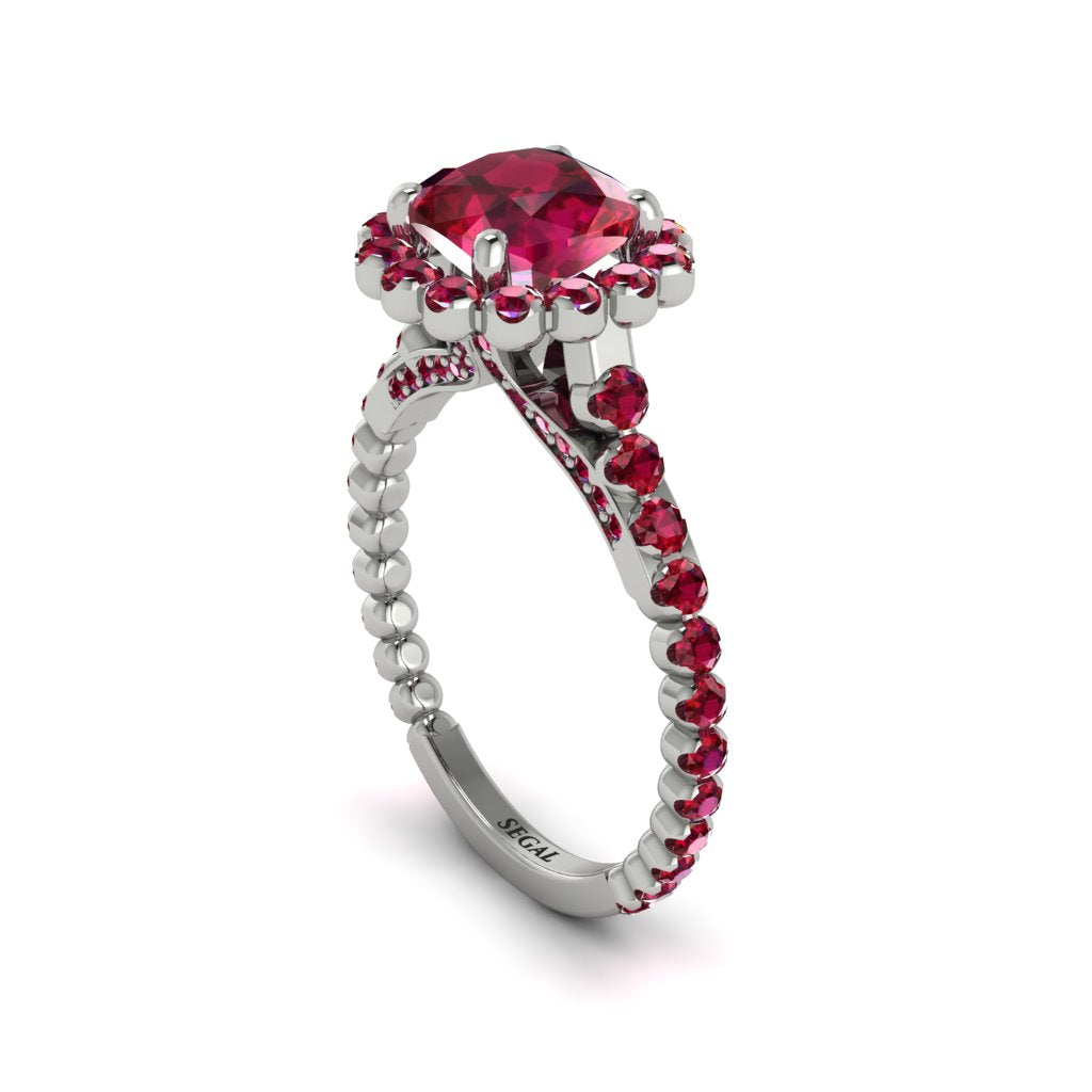 Modern Ruby Cushion Cut Engagement Ring - Uma No. 57