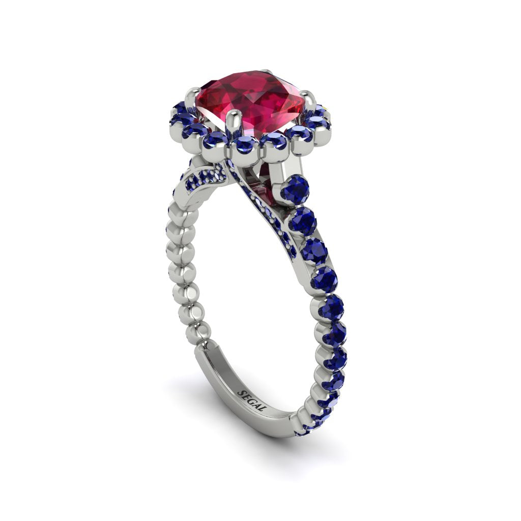 Modern Ruby Cushion Cut Engagement Ring - Uma No. 72