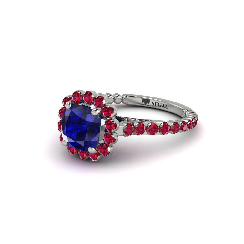Modern Sapphire Cushion Cut Engagement Ring - Uma No. 60