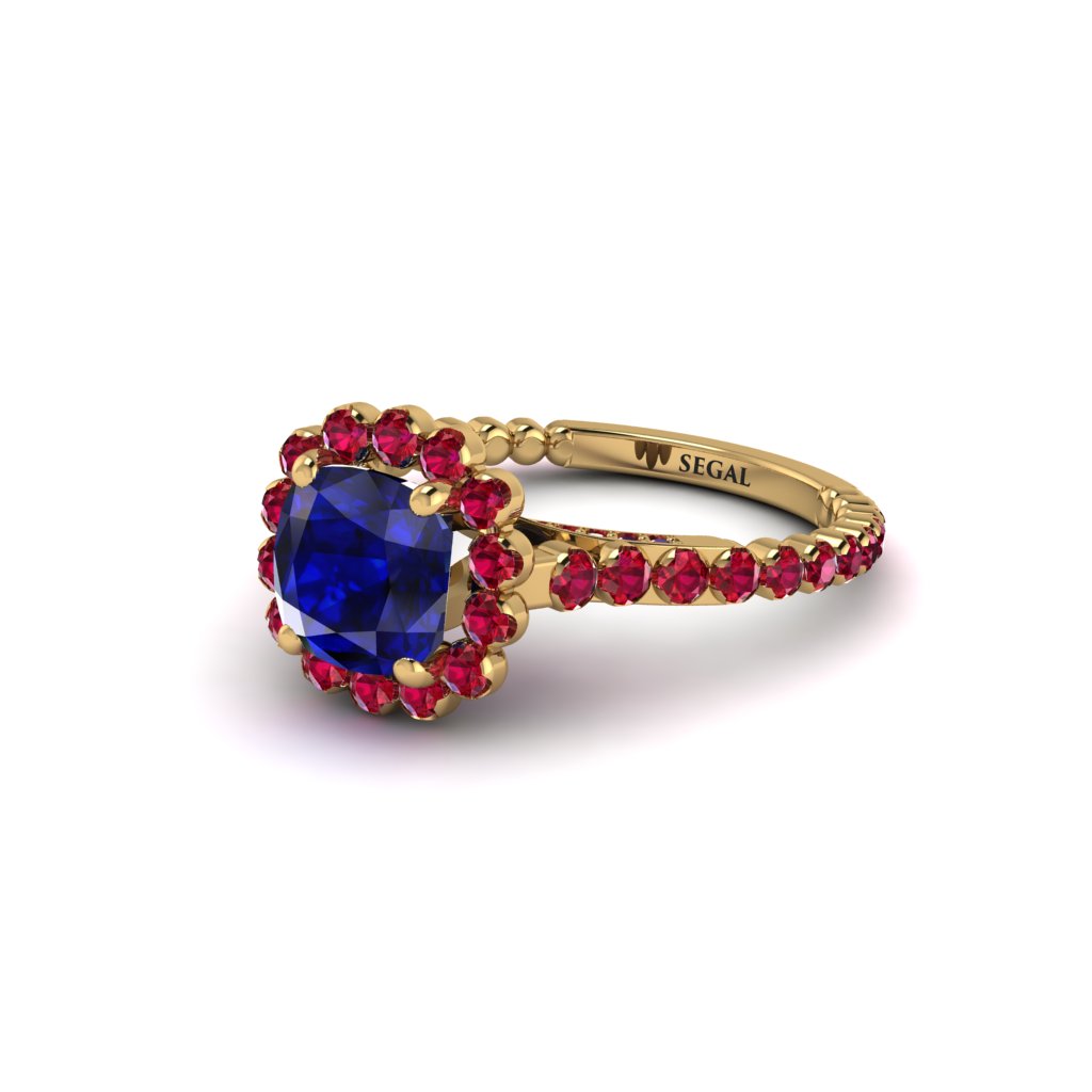 Modern Sapphire Cushion Cut Engagement Ring - Uma No. 58