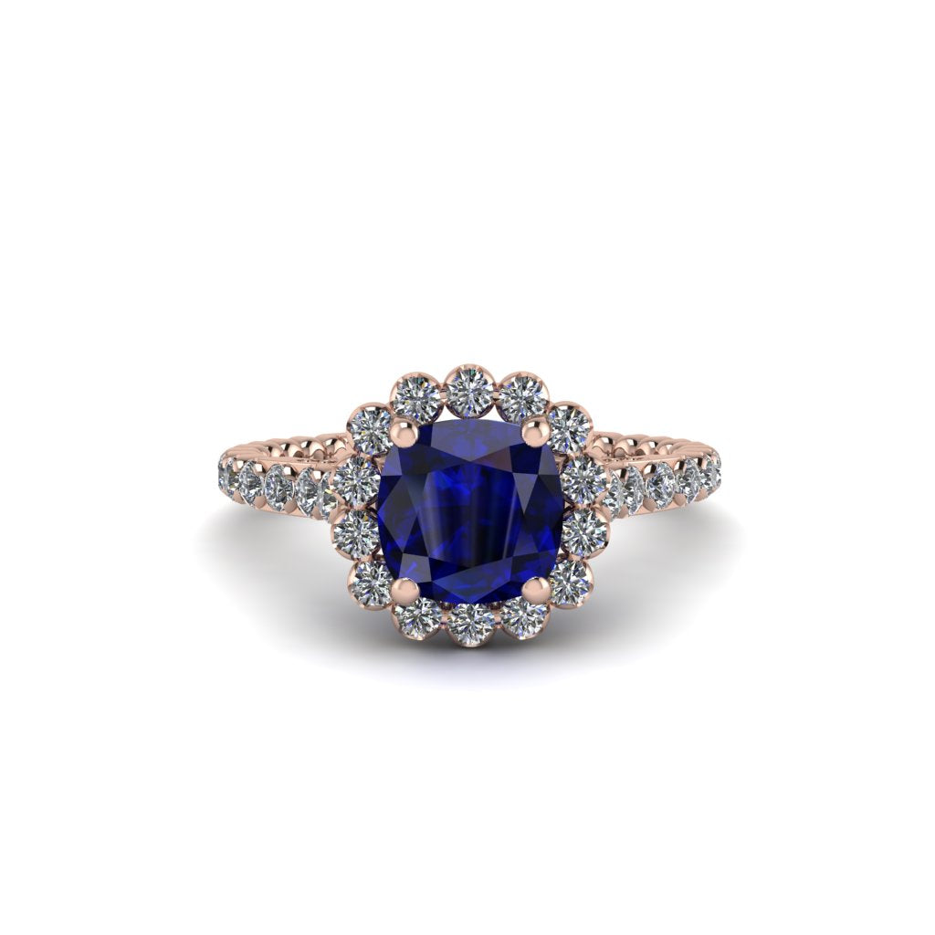 Modern Sapphire Cushion Cut Engagement Ring - Uma No. 14