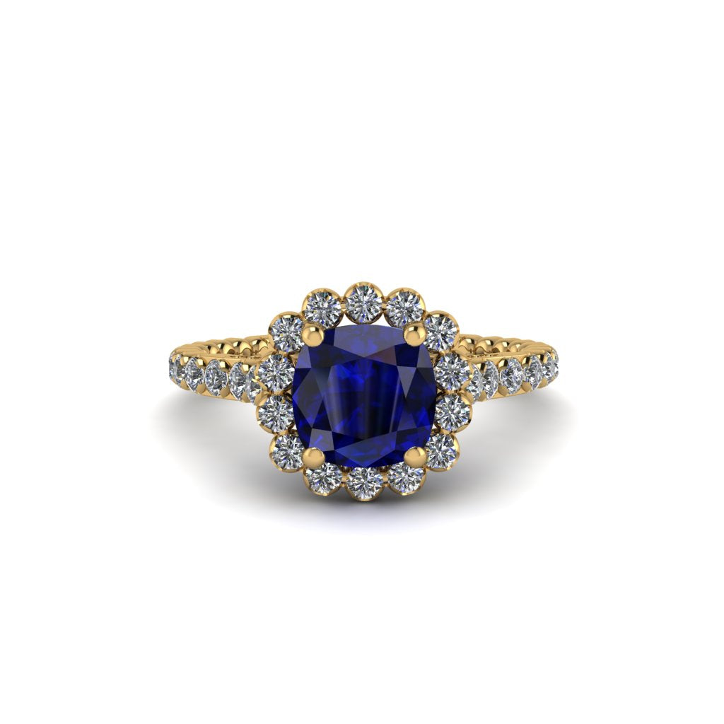 Modern Sapphire Cushion Cut Engagement Ring - Uma No. 13