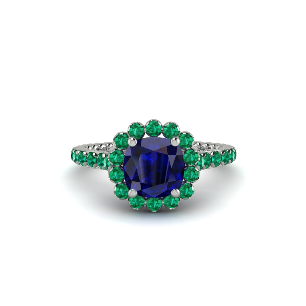 Modern Sapphire Cushion Cut Engagement Ring - Uma No. 30