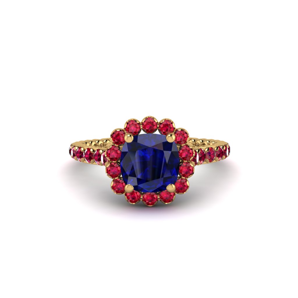 Modern Sapphire Cushion Cut Engagement Ring - Uma No. 58