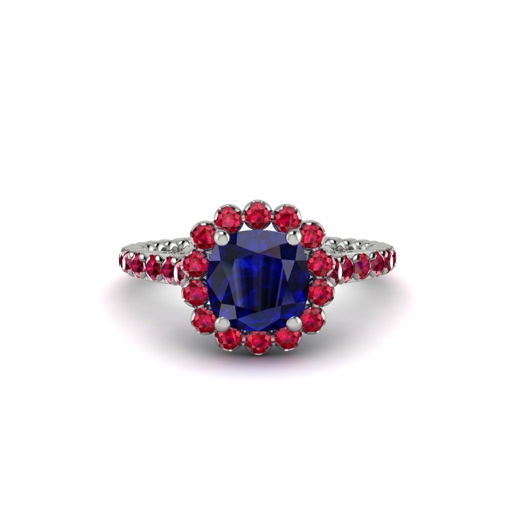 Modern Sapphire Cushion Cut Engagement Ring - Uma No. 60