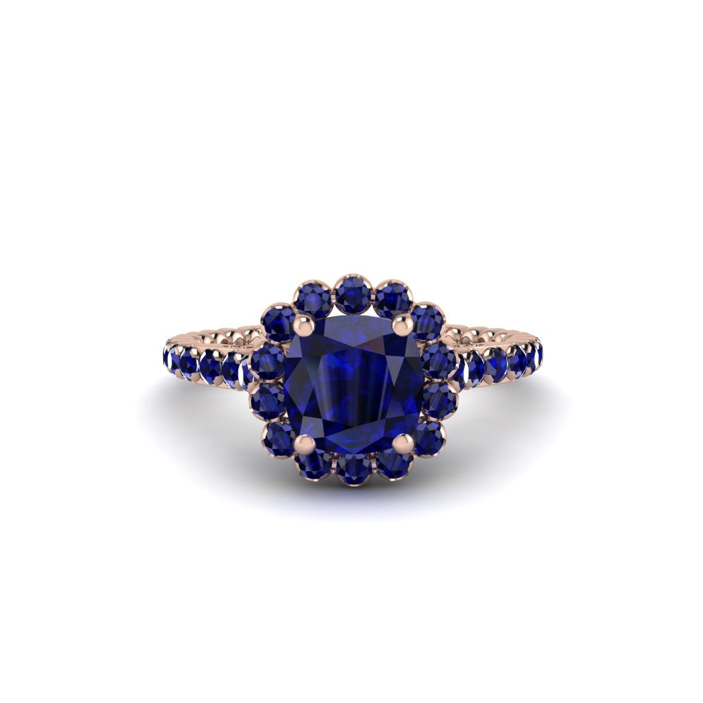 Modern Sapphire Cushion Cut Engagement Ring - Uma No. 74