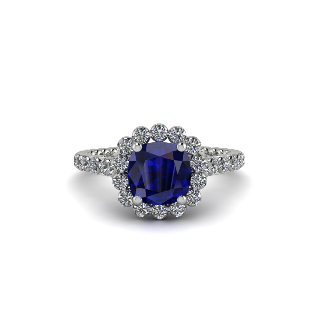 Modern Sapphire Cushion Cut Engagement Ring - Uma No. 15
