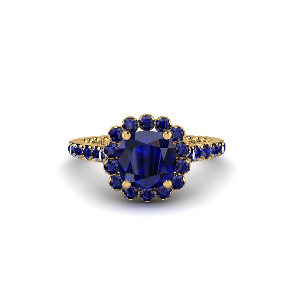 Modern Sapphire Cushion Cut Engagement Ring - Uma No. 73