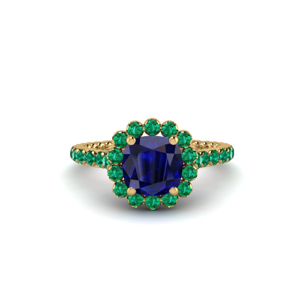 Modern Sapphire Cushion Cut Engagement Ring - Uma No. 28