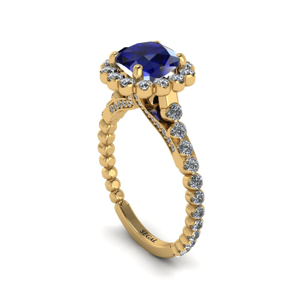 Modern Sapphire Cushion Cut Engagement Ring - Uma No. 13