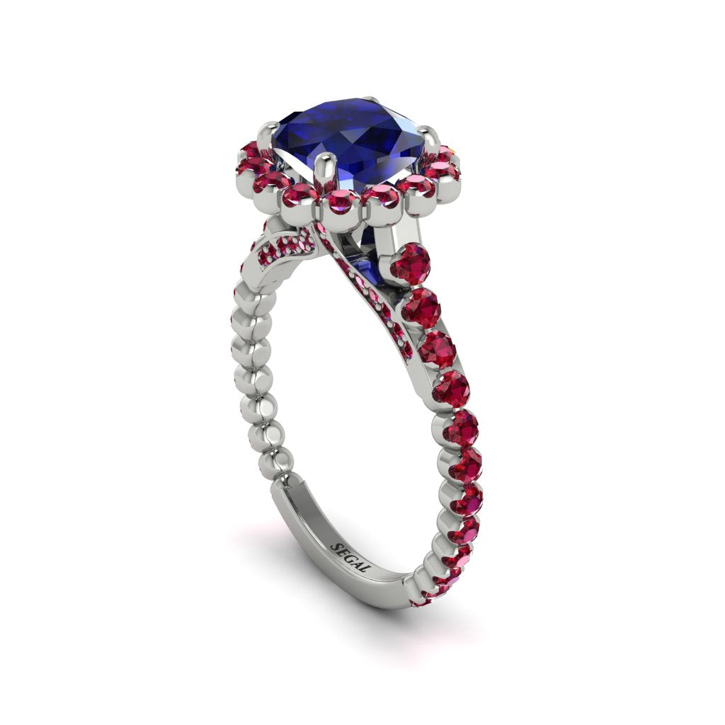 Modern Sapphire Cushion Cut Engagement Ring - Uma No. 60
