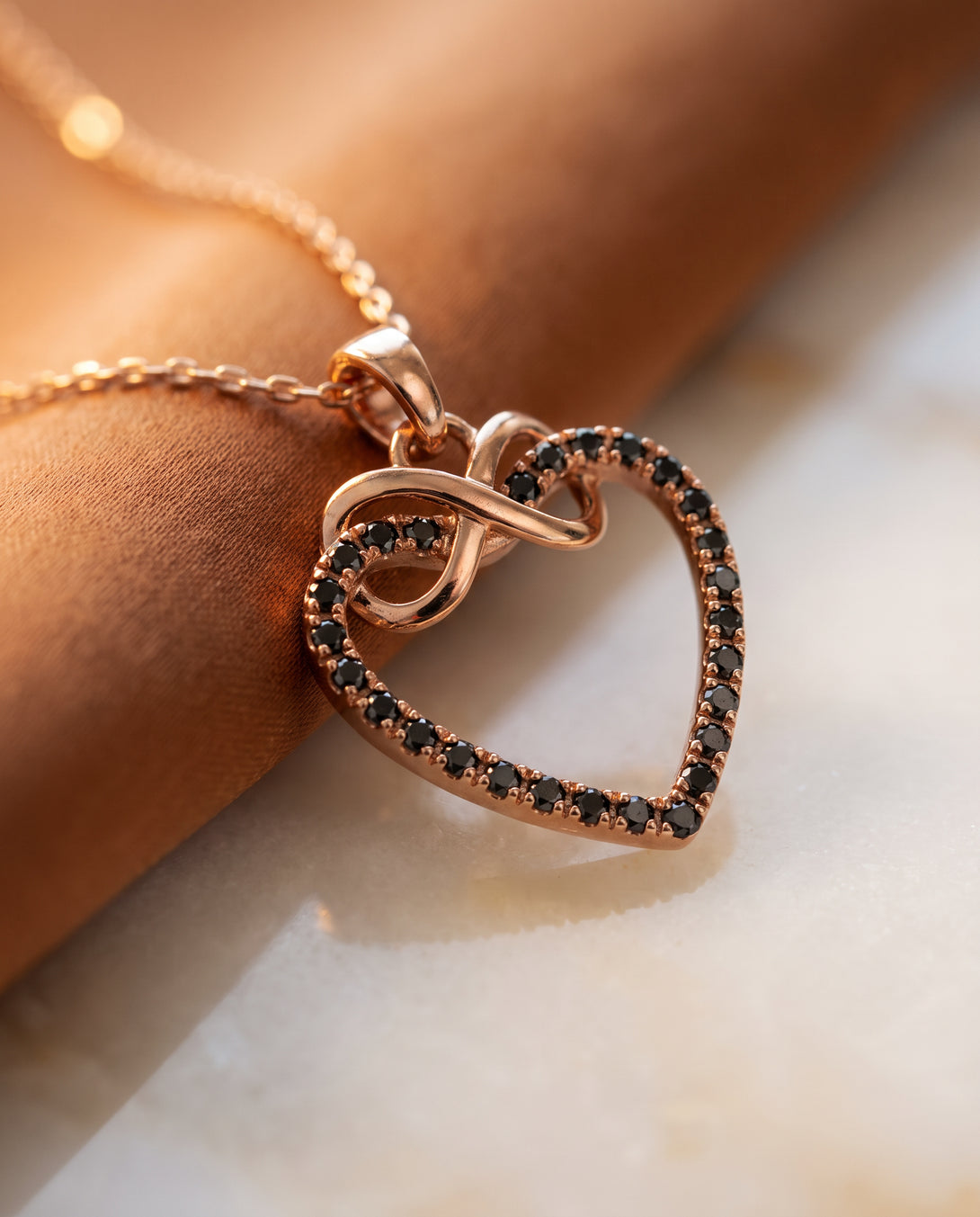 Infinity Heart Black Diamond Necklace - Mollie No. 8