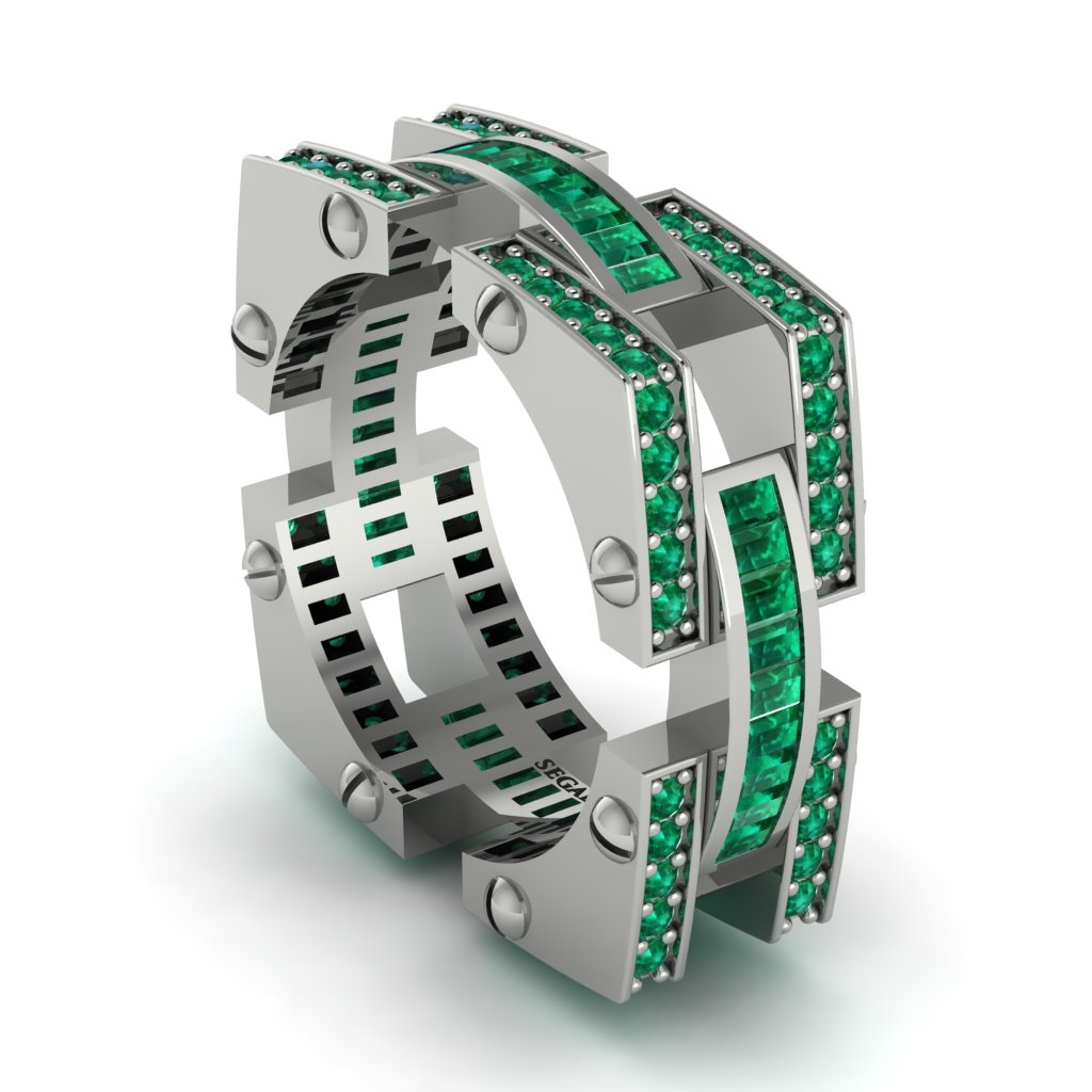 Emerald Monarch Baguette Gold Men's Ring - Micah No. 6
