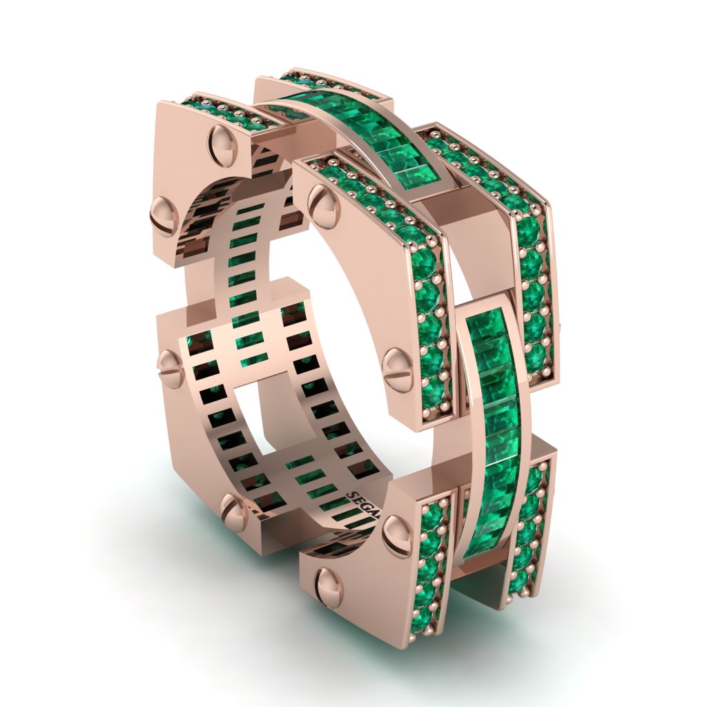 Emerald Monarch Baguette Gold Men's Ring - Micah No. 5