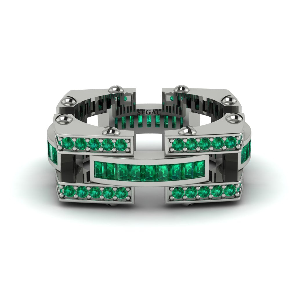 Emerald Monarch Baguette Gold Men's Ring - Micah No. 6