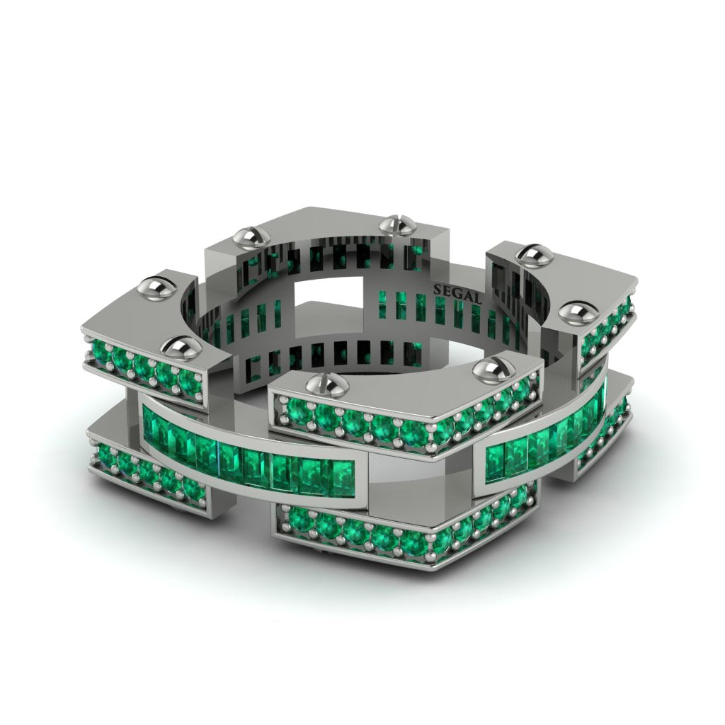 Emerald Monarch Baguette Gold Men's Ring - Micah No. 6