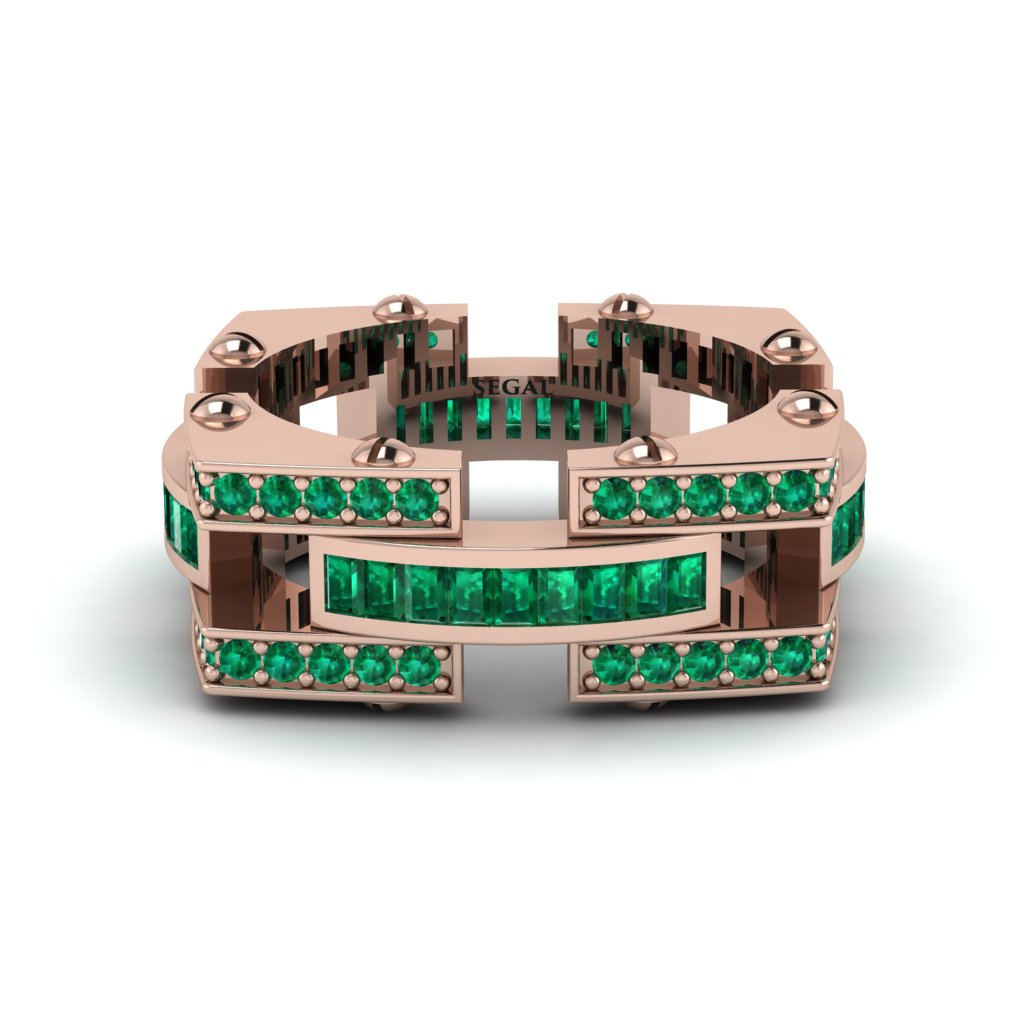 Emerald Monarch Baguette Gold Men's Ring - Micah No. 5
