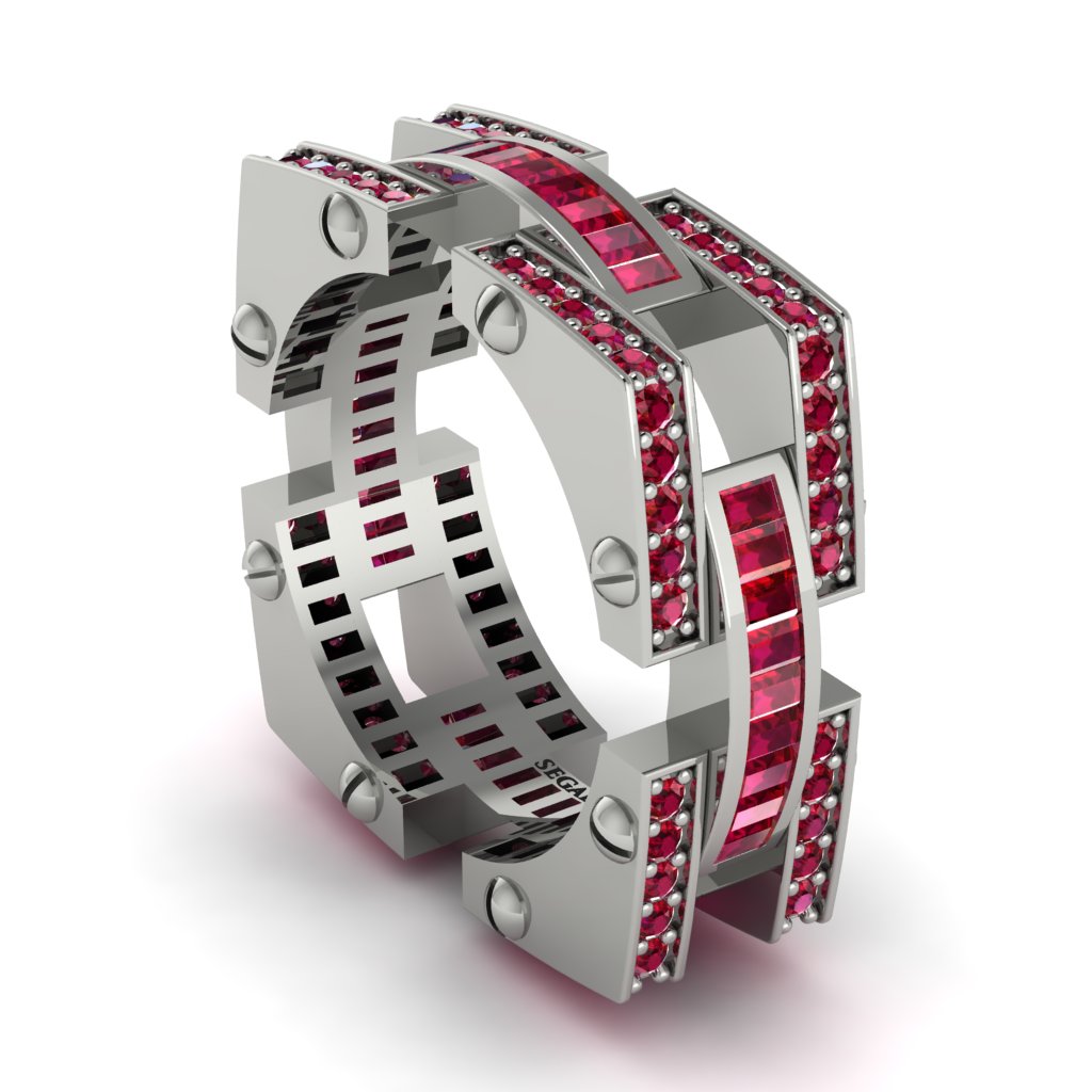 Ruby Monarch Baguette Gold Men's Ring - Micah No. 12