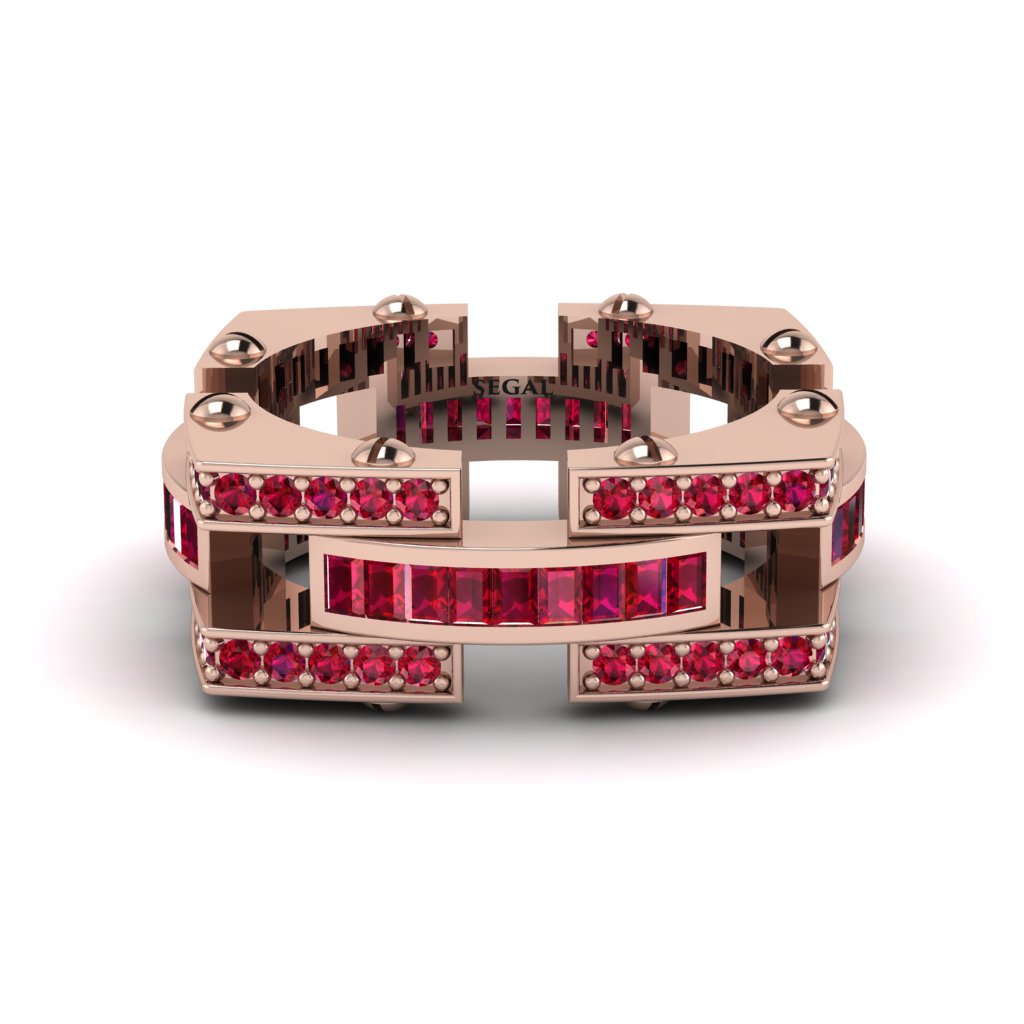 Ruby Monarch Baguette Gold Men's Ring - Micah No. 11