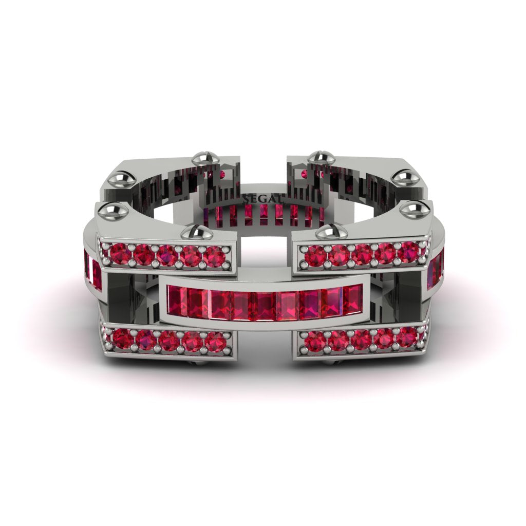 Ruby Monarch Baguette Gold Men's Ring - Micah No. 12