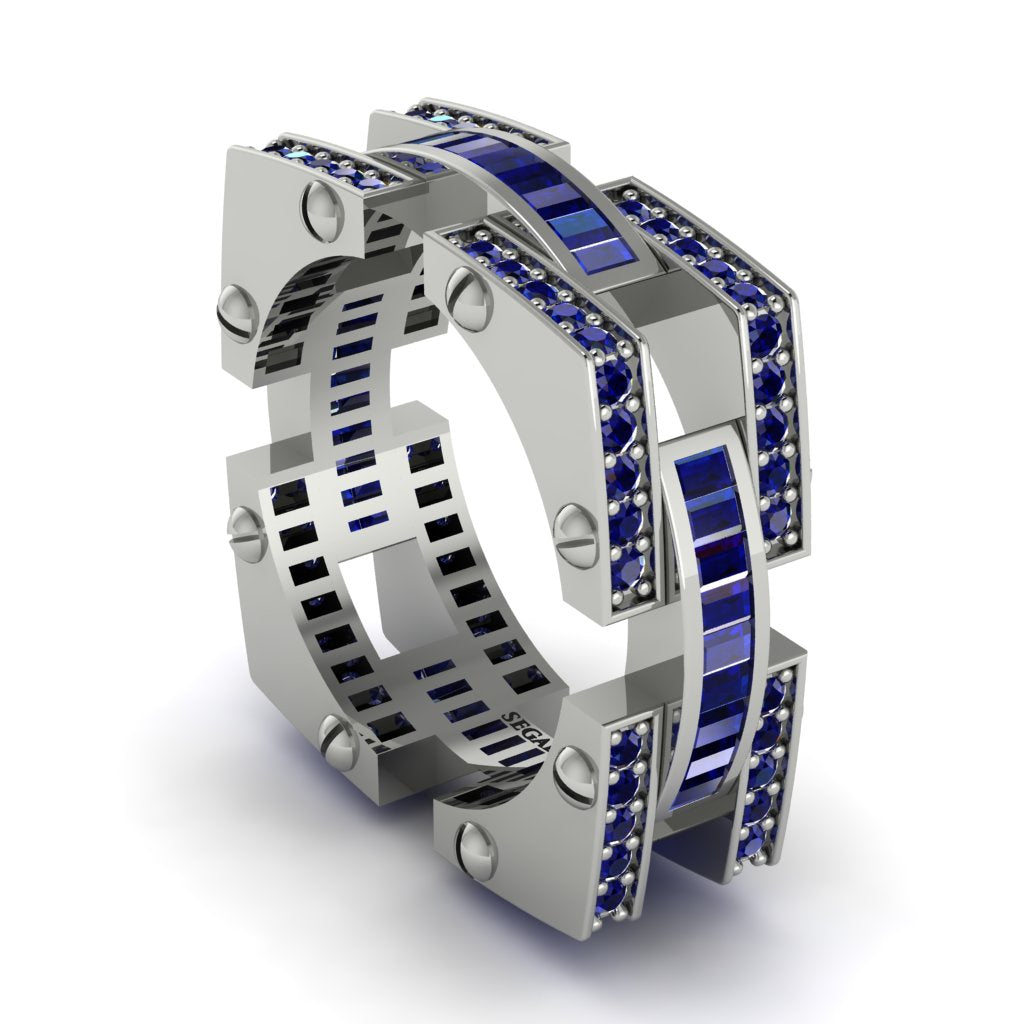 Sapphire Monarch Baguette Gold Men's Ring - Micah No. 15
