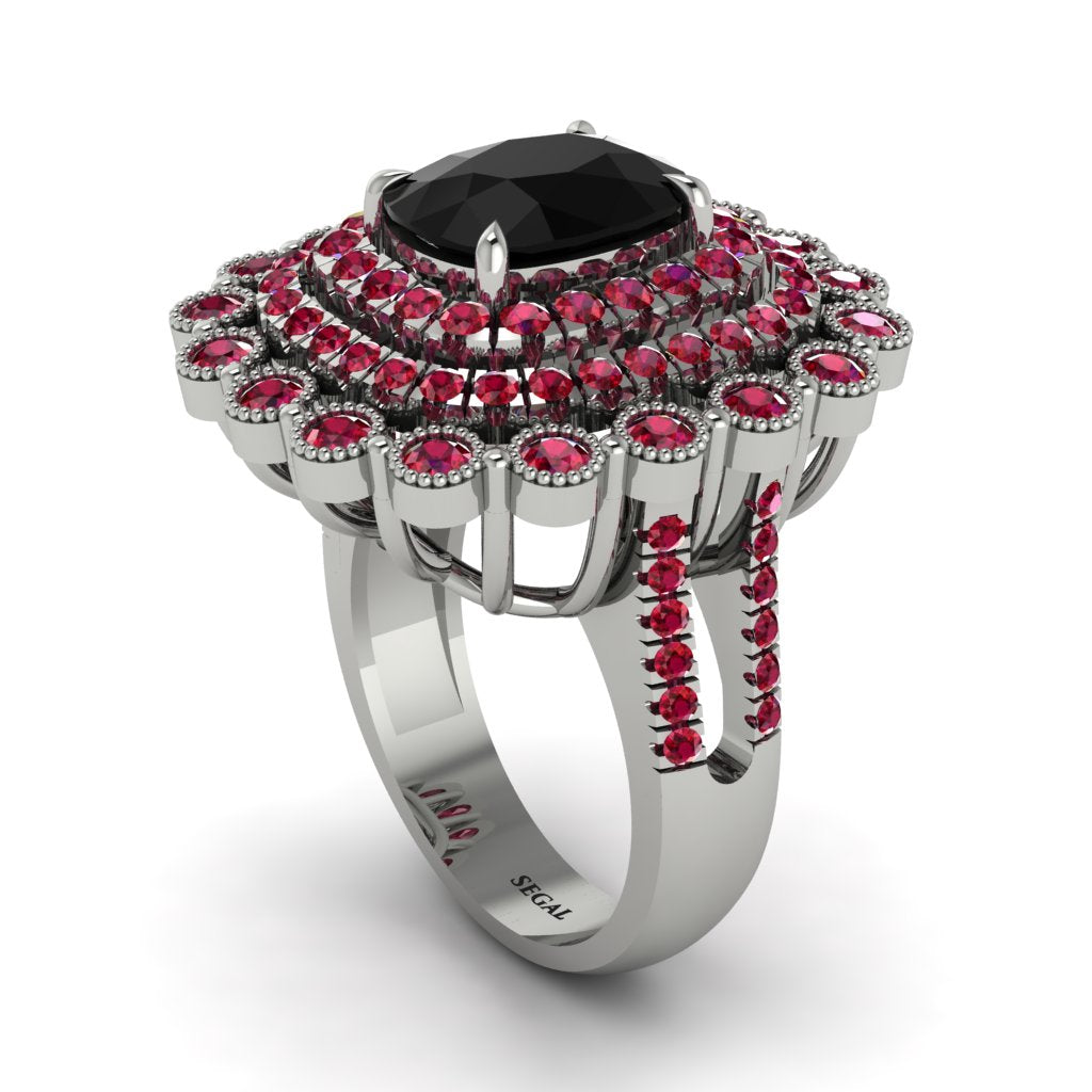 Ruby Multi Halo Oval Engagement Ring - Caitlin No. 54