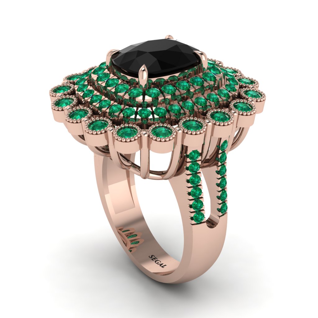 Emerald Multi Halo Oval Engagement Ring - Caitlin No. 23