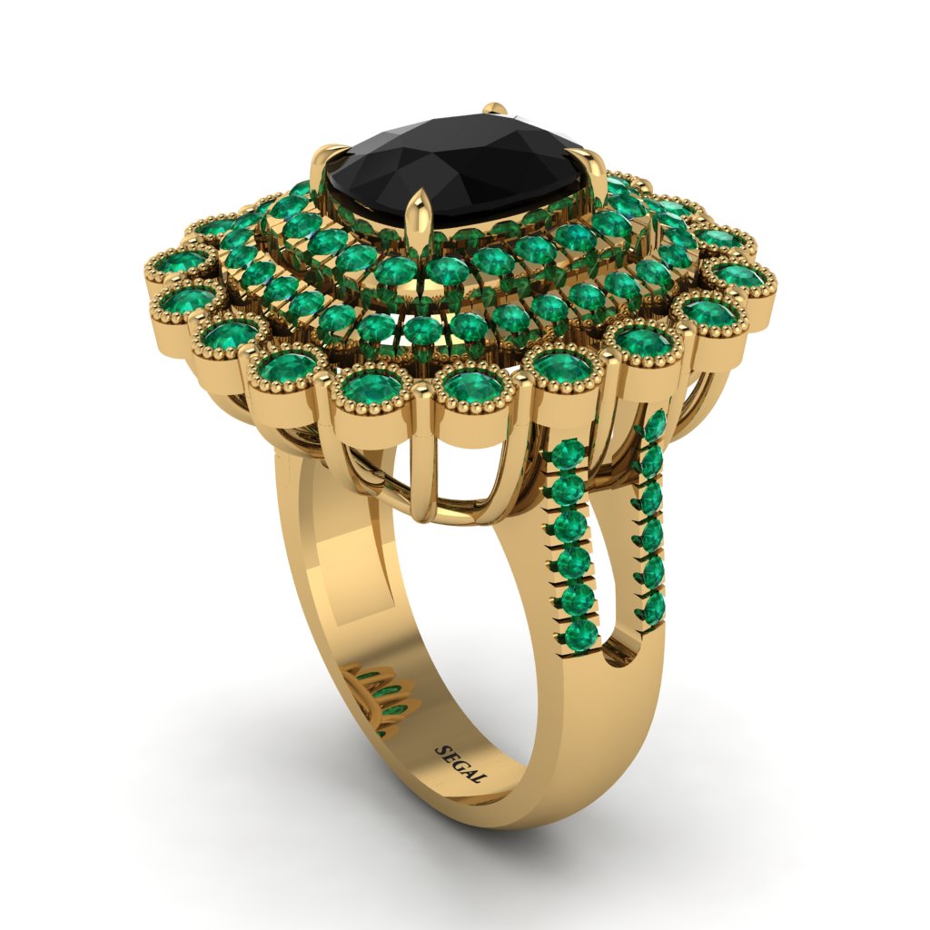 Emerald Multi Halo Oval Engagement Ring - Caitlin No. 22
