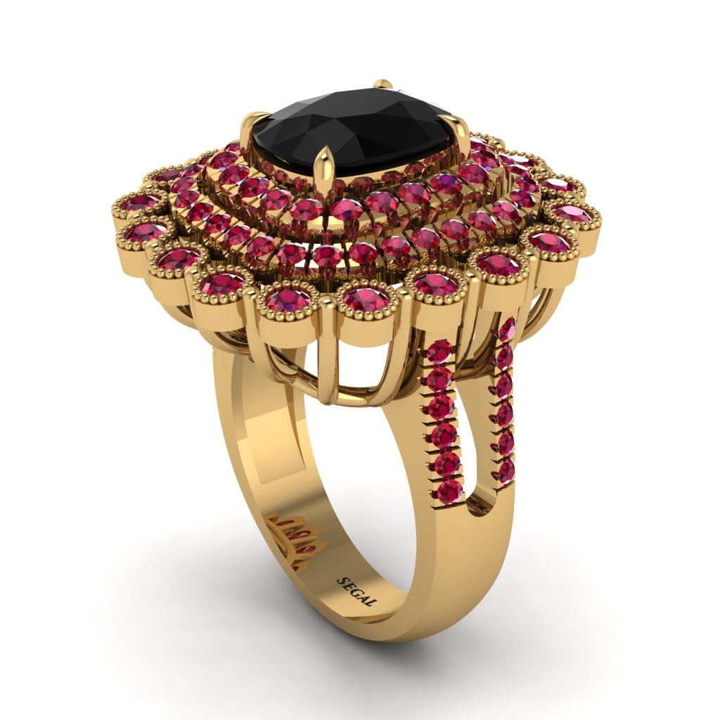 Ruby Multi Halo Oval Engagement Ring - Caitlin No. 52