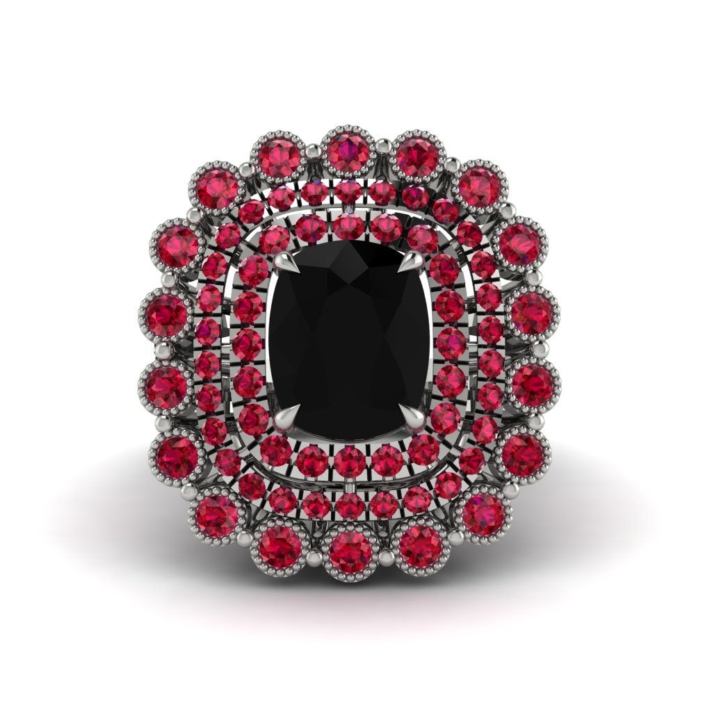 Ruby Multi Halo Oval Engagement Ring - Caitlin No. 54