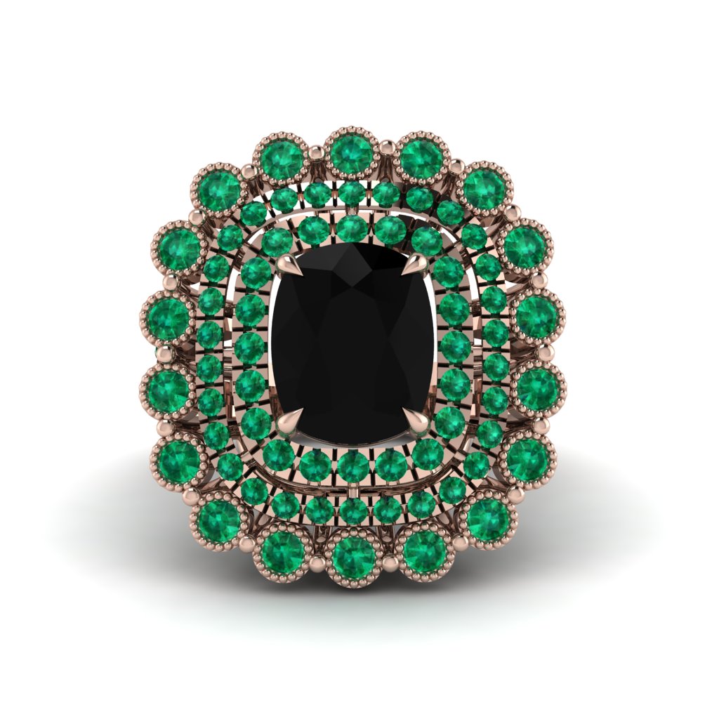 Emerald Multi Halo Oval Engagement Ring - Caitlin No. 23