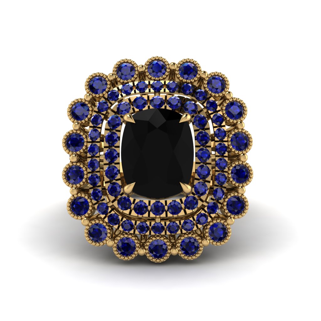 Sapphire Multi Halo Oval Engagement Ring - Caitlin No. 67