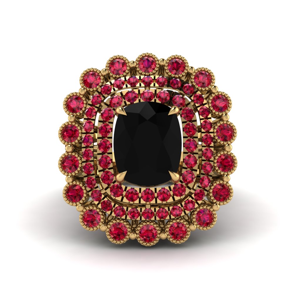 Ruby Multi Halo Oval Engagement Ring - Caitlin No. 52