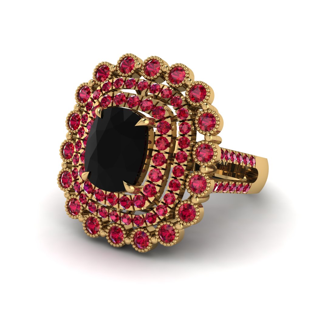 Ruby Multi Halo Oval Engagement Ring - Caitlin No. 52
