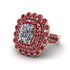 Ruby Multi Halo Oval Engagement Ring - Caitlin No. 47