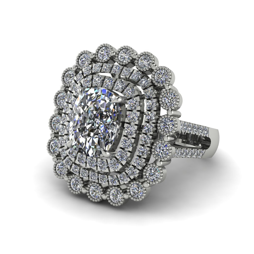 Diamond Multi Halo Oval Engagement Ring - Caitlin No. 3