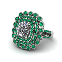 Emerald Multi Halo Oval Engagement Ring - Caitlin No. 18 image 1