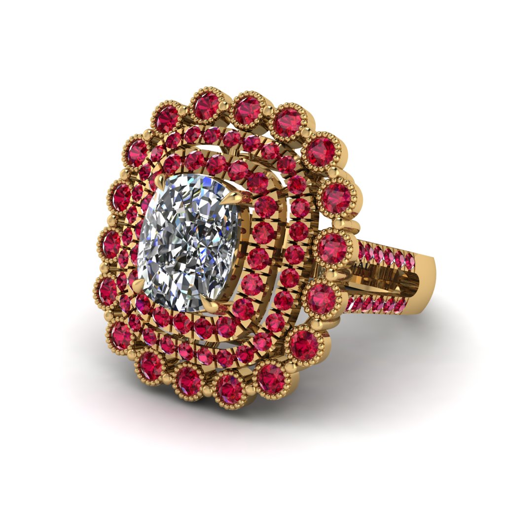 Ruby Multi Halo Oval Engagement Ring - Caitlin No. 46