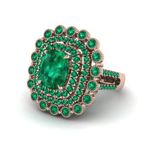 Emerald Multi Halo Oval Engagement Ring - Caitlin No. 20 image 1