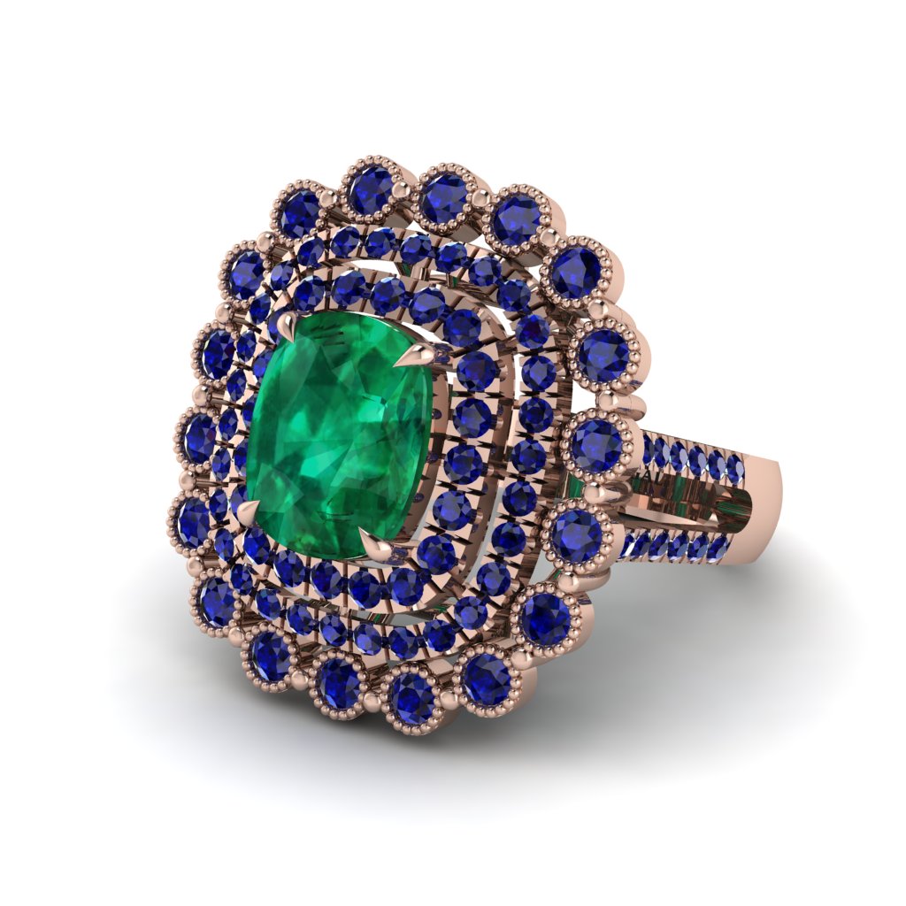Sapphire Multi Halo Oval Engagement Ring - Caitlin No. 65