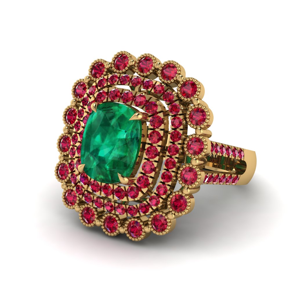 Ruby Multi Halo Oval Engagement Ring - Caitlin No. 49