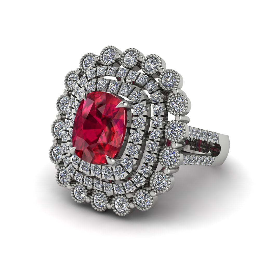 Diamond Multi Halo Oval Engagement Ring - Caitlin No. 12
