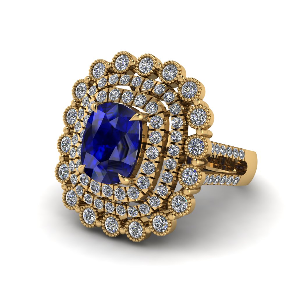 Diamond Multi Halo Oval Engagement Ring - Caitlin No. 13